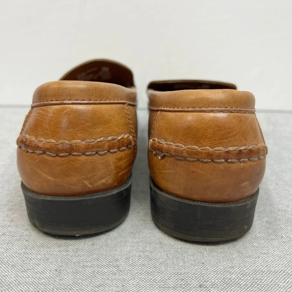 Bass Mens Tan Leather Moc Toe Loafers Slip On Shoes Brown Size 8M